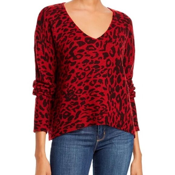 Rails Red Black Gracie Leopard Print Sweater - Picture 1 of 4